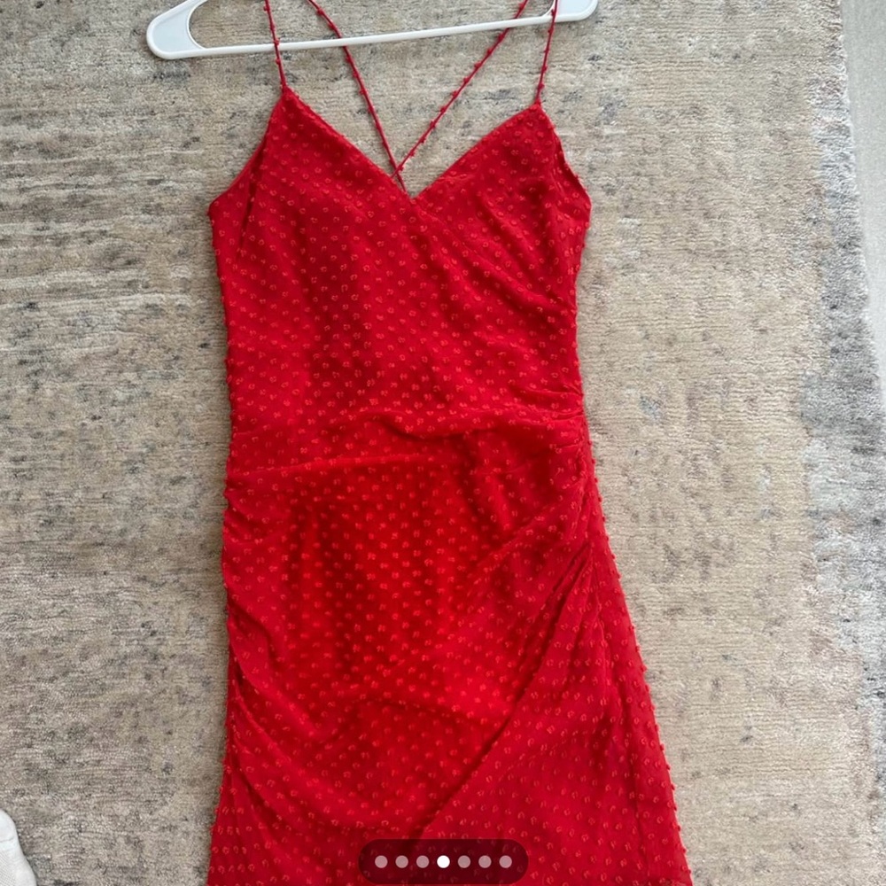 Alice + Olivia Red Mini Dress with Spaghetti Straps